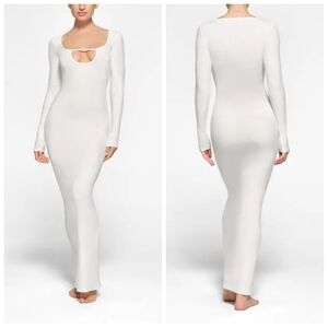 SKIMS Soft Lounge Long Sleeve Keyhole Dress – Marble | XL | NWOT